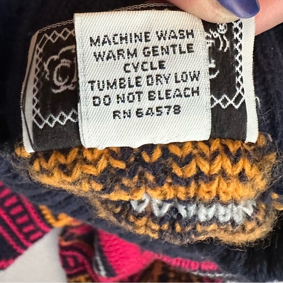 Vintage Croquet Club Knit Aztec Fair Isle Decorative Mock Neck Sweater L - Picture 6 of 6